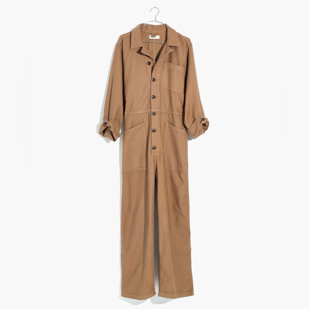 Zara Tan Boiler Suit with Tortoise Belt